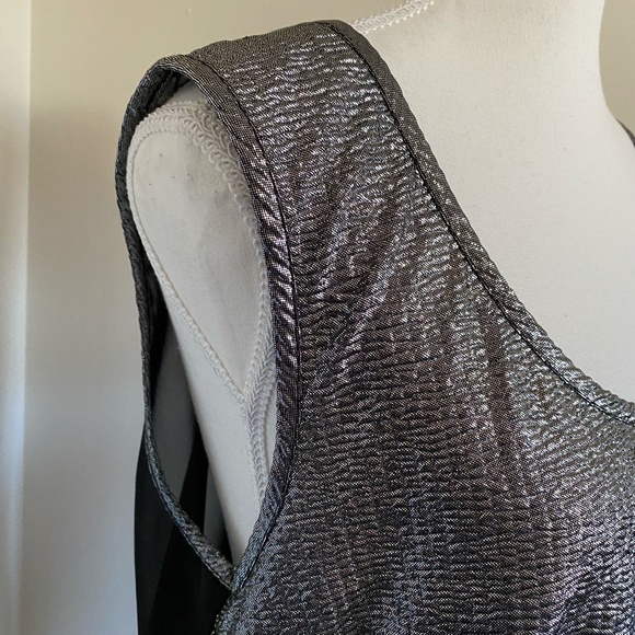 Poet Silver Metallic Lightweight Sheer Holiday Party Tank Camisole Top- Sz-XL - Picture 3 of 12